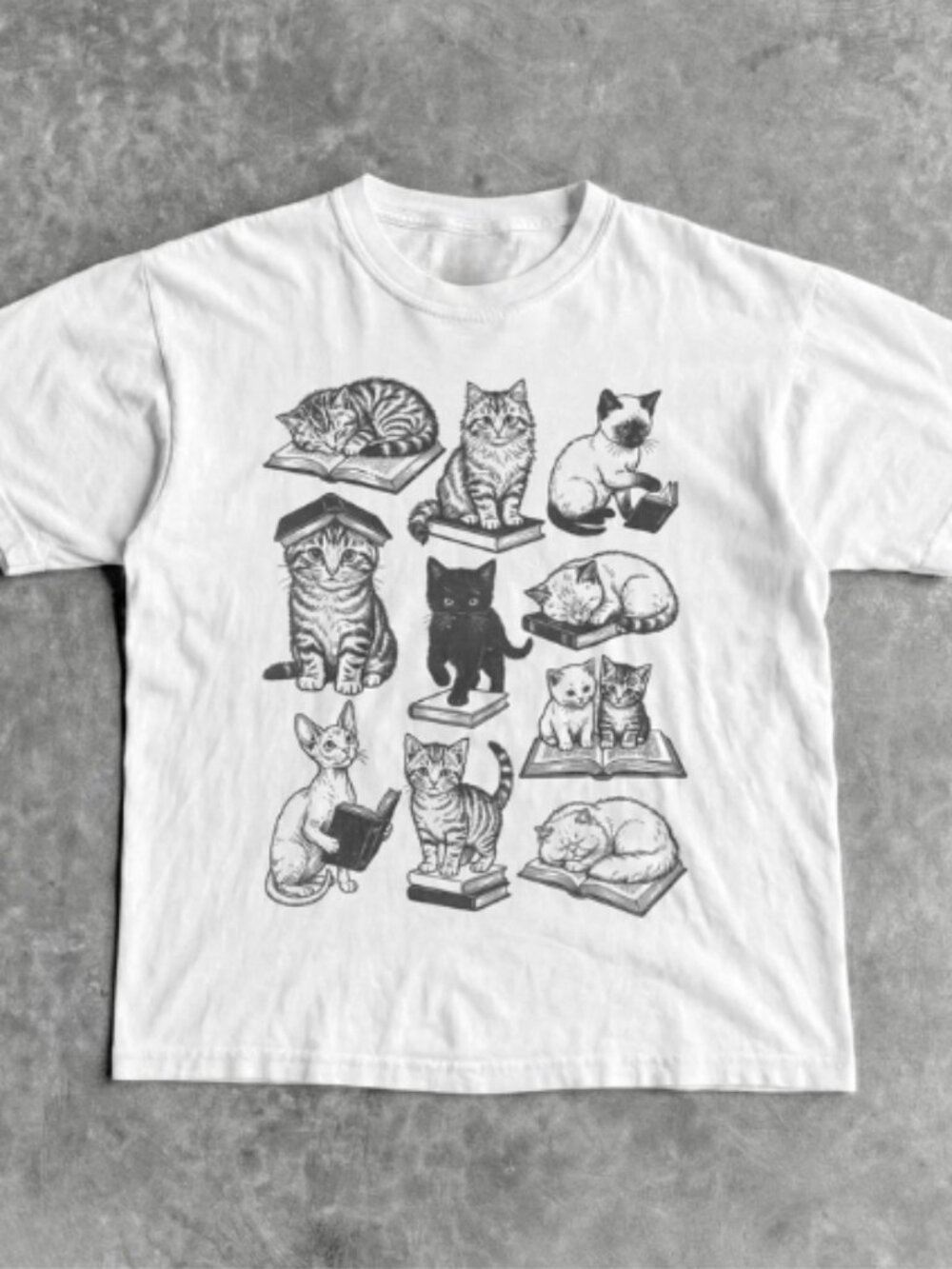 Cats and Books T-Shirt - Men & Women's Unisex Graphic Tee